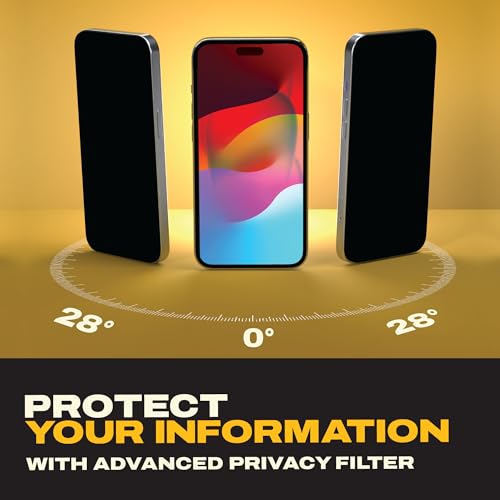 DEWALT Heavy Duty 2Pack Privacy Screen Protector Compatible with iPhone 17 Pro Max Dynamic Island, Sensor Protection, AntiSpy Tempered Glass [9H Hardness] Case Friendly High Response, HD Quality - size: iPhone 17 Pro Max