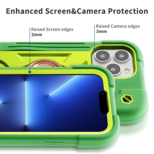 MARKILL Compatible with iPhone 13 Pro Max Case 6.7 Inch with Ring Stand, Heavy-Duty Military Grade Shockproof Phone Kids Cover for iPhone 13 Pro Max Avocado - color: Avocado, size: iPhone 13 Pro Max 6.7"
