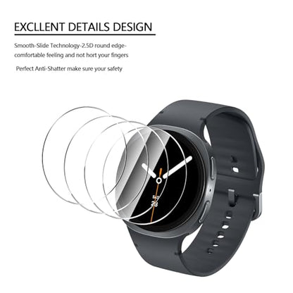 Anoowkoa 4 Pack Premium Screen Protector for Samsung Galaxy Watch 8 44mm Tempered Glass Film 9H Hardness,Ultra Resistant,Anti-Fingerprints,No Bubbles,HD-Clear,Easy Install - color: chanpin