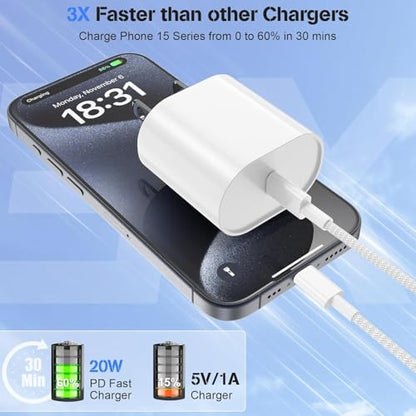 iPhone 17 16 Charger Fast Charging, MFi Certified 20W USB C Charger Block with 6FT Woven USB-C to C Cable for iPhone 17/17 Pro Max/17 Air/16/16 Pro Max/15/15 Pro Max/iPad Air/iPad mini/AirPods Pro - size: 6FT_1Pack