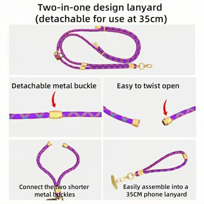 Cell Phone Lanyard,Adjustable Shoulder Crossbody Lanyard,Detachable Length Wrist Lanyard - color: Purple