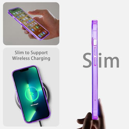 JJGoo Compatiable with iPhone 13 Pro max Case Clear, Transparent Shockproof Phone Case, Slim Anti-Scratch Hard PC Back Protective Cover Bumper, Transparent Purple - color: Transparent Purple