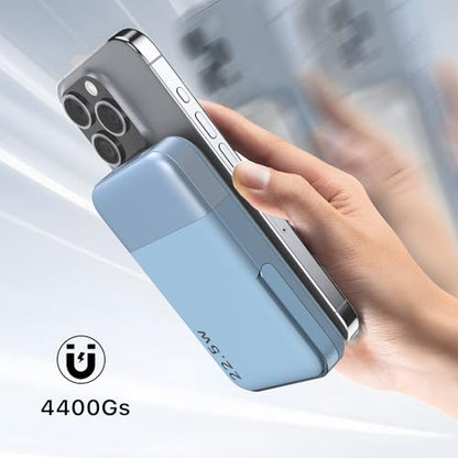 JUOVI for Magsafe Power Bank 10000mAh Portable Charger with Stand - color: Blue