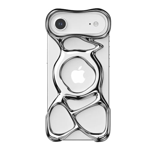 Angry miao AM Emptiness iPhone Air Case – Ultra-Light Clear PC Protective Case with Skeleton Design, Hollow Frame for Better Heat Dissipation, MagSafe Compatible with Premium Finish - color: Shiny Silver, size: for iPhone Air