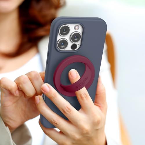 Encased Magnetic Phone Grip Holder (Compatible with MagSafe) Thin Silicone Finger Loop Ring for iPhone (Burgundy) - color: Burgundy