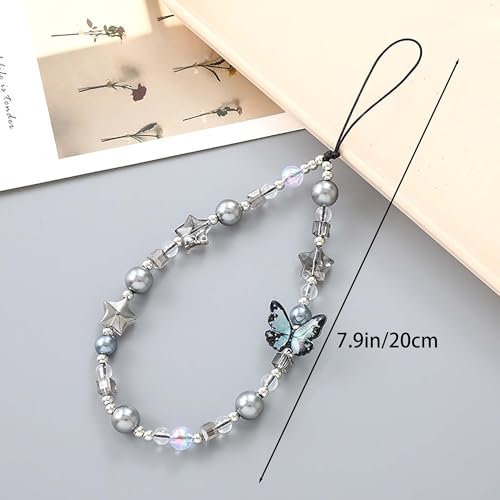 Beaded Phone Charm Lanyard Strap Girly Style Fixed Beads Pearl Lanyards - color: PH-wjzz-1