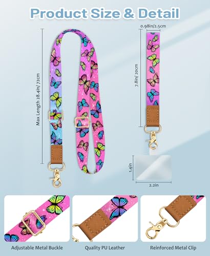 Yonlevres Phone Lanyard Crossbody Strap Wrist Neck Adjustable Women Multi - color: Butterfly