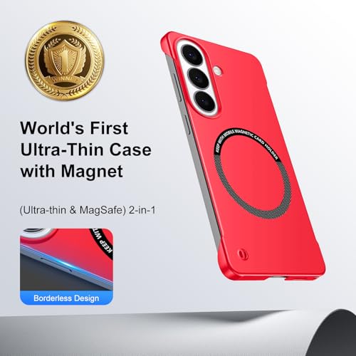 Frameless Slim Case for Samsung Galaxy S26 Plus, Silky Touch, Hard PC Matte Back, Exposed Sides Compatible with Mag-Safe, Anti-Scratch Shockproof Protective Cover for Samsung S26 Plus 5G (Red) - color: Red