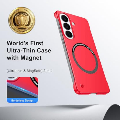 Frameless Slim Case for Samsung Galaxy S26, Silky Touch, Hard PC Matte Back, Exposed Sides Compatible with Mag-Safe, Anti-Scratch Shockproof Protective Cover for Samsung S26 5G (Red) - color: Red