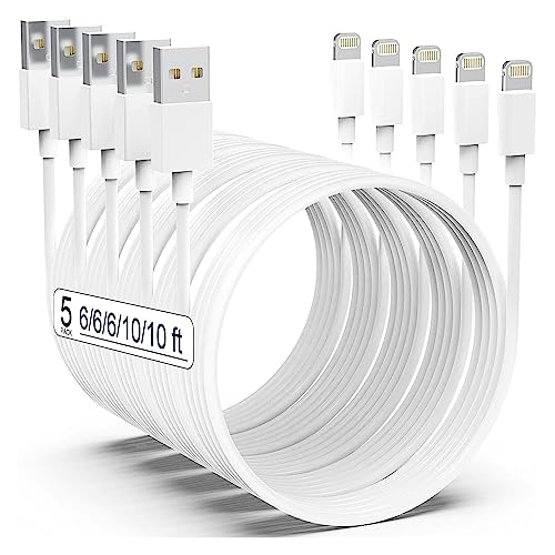 Apple MFi Certified iPhone Charger 5pack [6/6/6/10/10FT] Lightning Cable