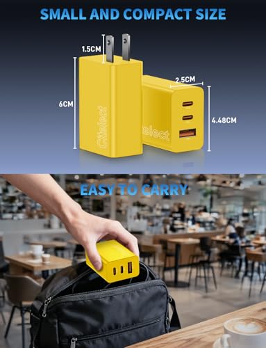 85W Dynamic Power GaN USB-C Fast Charger, 2C1A 3-Port, Max 65W, 2 Pack - color: Yellow, size: 2Pack