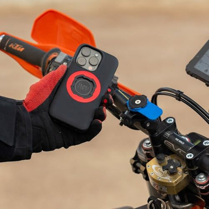 Quad Lock Handlebar Clamp Motorcycle Phone Mount with Vibration Dampener and MAG Phone Case for iPhone 14 - size: iPhone 14