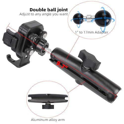 Universal Phone Mount Holder with 1" Ball Head Adapter for RAM Mounts - [Vibration Dampener] [5.9" Long Double Socket Arm], Fits 4.7-7.2'' Phones, for Motorcycle ATV UTV Car Bike Boat Truck - style: 1" Ball Phone Holder with 5.9" Arm