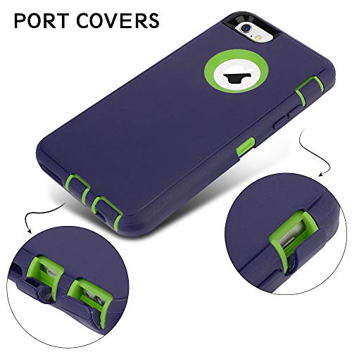 MAXCURY for iPhone 6 Case, for iPhone 6s Case, Heavy Duty Shockproof Series Case with Built-in Screen Protector Compatible with All US Carriers - Navy/Lime - color: Navy/Lime