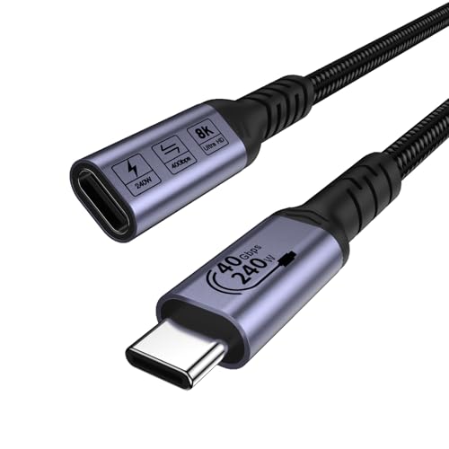 USB C Extension Cable 240W, 1.5FT, 2 Packs, 40Gbps Data, 8K Video - size: 1.5 ft