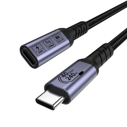 USB C Extension Cable 240W, 1.5FT, 2 Packs, 40Gbps Data, 8K Video - size: 1.5 ft