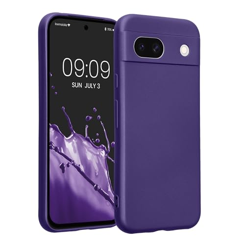 kwmobile Case Compatible with Google Pixel 8a Case -Soft TPU Back Phone Cover - with Metallic Look - Metallic Blue Violet - color: Metallic Blue Violet