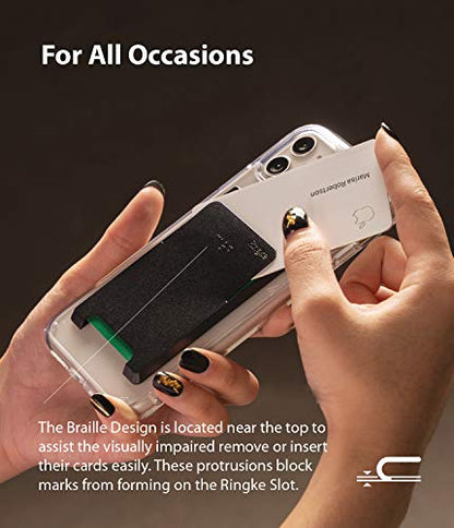 Ringke Slot Card Holder for Phone Case, Business Card Holder for Back of Phone, ID Credit Card Holder Stick on for Women Men, Phone Wallet Compatible with iPhone, Galaxy, and Pixel - Black - color: Black