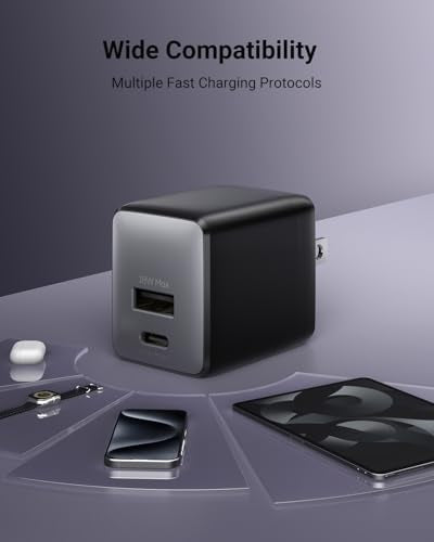 wegear USB C Fast Charging Charger, 30W Dual-Port GaN Nano Charger - color: Black, size: 2 Pack