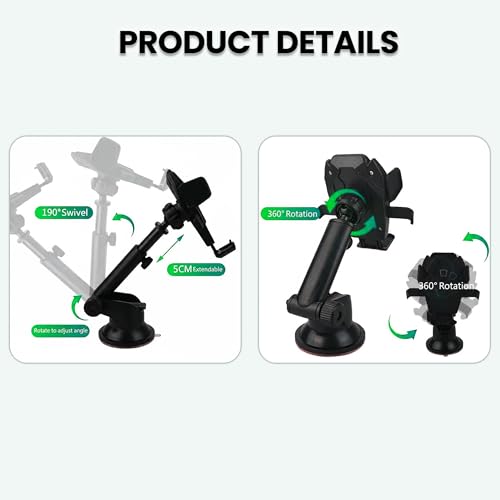 Suction Car Phone Mount | 360 Rotatable Car Phone Holder & Universal Car Phone Holder with Suction Cup | Adjustable Window Phone Mount for Car | Car Cellphone Accessories for SUV, Truck - style: E