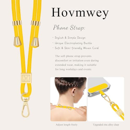 Hovmwey Phone Lanyard Crossbody, Hand Wrist Strap Lanyard with 2 Phone Tethers, Adjustable Anti Theft Phone Strap Neck Lanyard for Keys ID Badges Phones Wallet, Pineapple - color: Pineapple