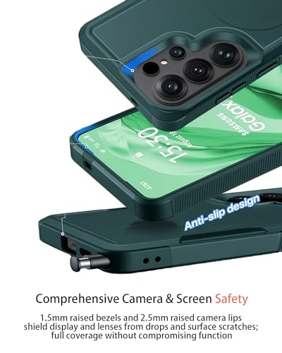 Heavy Duty Magnetic Case for Samsung Galaxy S25 Ultra, Military Grade Dual Layer Shockproof, Compatible with MagSafe, Matte Finish Protection Cover - color: Green, size: Galaxy S25 Ultra 6.9 Inch