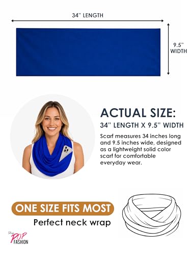 Pop Fashion Solid Color Hidden Zipper Pocket Scarf - Fashion Scarf for Women - All Seasons - color: Royal Blue