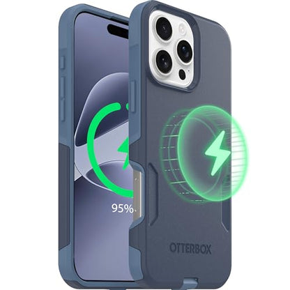 OtterBox iPhone 16 Pro Max – Commuter Series Slim MagSafe Case - Blue Jeans | 3X Military Drop Protection - Dual-Layer Design - Pocket-Friendly - Raised Edges - Port Covers - Non-Retail Packaging - color: Blue Jeans