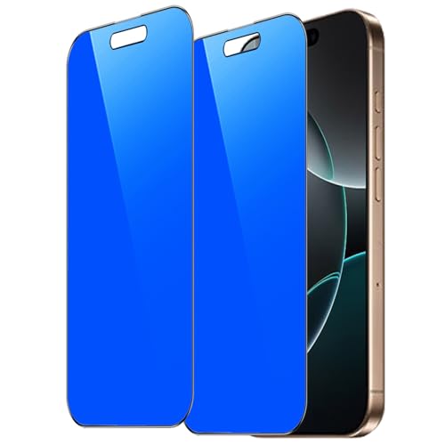 2 Piece Privacy Tempered Glass for iPhone 16 Pro Max 6.9 inch Anti-blue Anti-Spy Screen Protector Mirror Blue - size: for iPhone 16 Pro Max