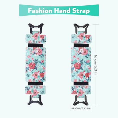 Secure Hand Strap for Kindle and Tablet - High Elasticity Finger Grip Holder Accessories for 6-8 Inches E-Book Tablet - color: Green Flower