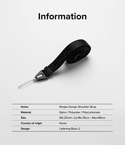 Ringke Phone Lanyard for iPhone 17 Pro Max and Most Smartphones [One-Touch Buckle] Shoulder Strap Adjustable Sturdy Universal Phone Crossbody Neck Lanyard for Travel Essentials - Lettering Black 2 - color: Lettering Black 2