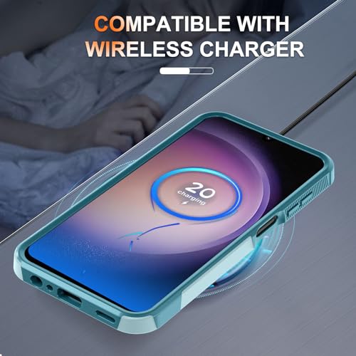 Case for Samsung Galaxy A15 5G, Full Body Heavy Duty Rugged Shockproof Protective Phone Cover with Lanyard Strap, Tempered Glass Screen Protector and Camera Lens Cover, Mint Green | Rugged Shockproof Protective Phone Case with Lanyard Strap,Tempered Glass