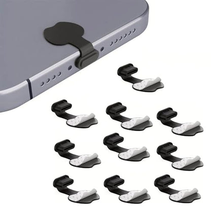 10 Packs USB C Dust Plugs Anti Loss Dust Cover for iPhone 18 Pro Max -Black