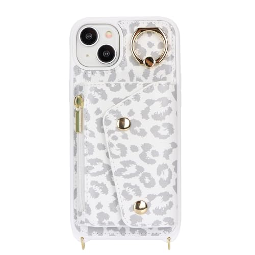 Lipvina Crossbody Wallet Case for iPhone 13,White Leopard - color: 03-White Leopard, size: iPhone 13 6.1"