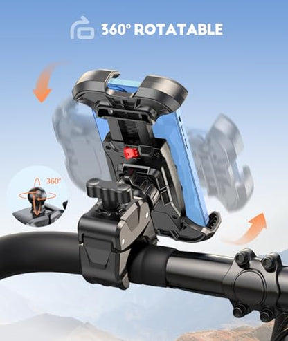 Viccux Motorcycle Phone Mount, Upgrade [Never Fall Off] [Heavy-Duty Clamp] Bike Phone Holder, 360° Rotatable Phone Holder for Bike Motorcycle Bicycle Scooter Compatible with Cellphones 4.7-6.8”