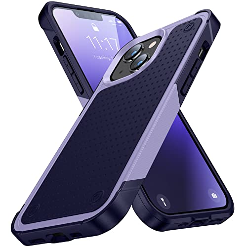 Designed for iPhone 14 Case iPhone 13 Case 2 in 1 Gift Militay Grade Drop Protective Rugged Heavy Duty Cover Shockproof Case for iPhone 14 Phone Case for Women Men boy Girl (Purple+Blue) - color: Purple+Blue