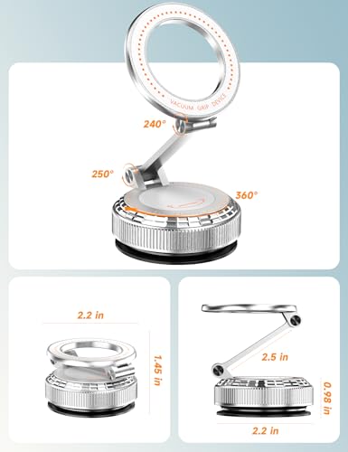 Car Phone Holder for Magsafe, [105+LBS Suction & 3800gf Magnetic] - color: Silver