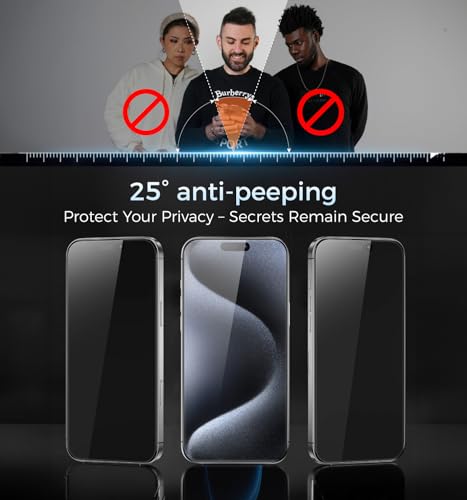 MAGIC JOHN Privacy 3rd Gen Upgraded for iPhone 15 Pro Screen Protector - size: iPhone 15 Pro-6.1''