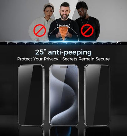 MAGIC JOHN Privacy 3rd Gen Upgraded for iPhone 15 Pro Screen Protector - size: iPhone 15 Pro-6.1''