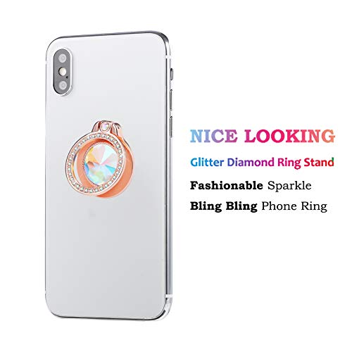Glitter Bling Bling Phone Ring Holder, Sparkle Phone Ring Artificial Diamond Stand, Rhinestone Cell Phone Finger Ring for Phones,Pad(Rose Gold) - color: Rose Glod