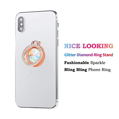Glitter Bling Bling Phone Ring Holder, Sparkle Phone Ring Artificial Diamond Stand, Rhinestone Cell Phone Finger Ring for Phones,Pad(Rose Gold) - color: Rose Glod