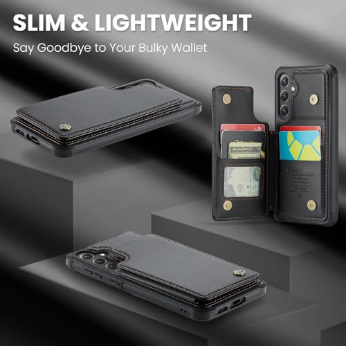 Kowauri for Samsung Galaxy S23 FE Case, PU Leather Wallet Case for Women Men with RFID Blocking Card Holder Slot Magnetic Closure Shockproof Protective Phone Cover for Samsung Galaxy S23 FE,Black - color: Black