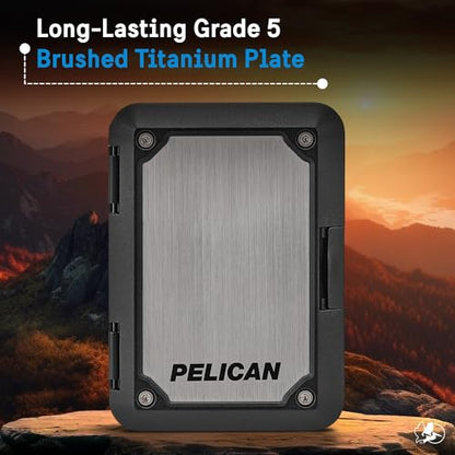 Pelican MagSafe Wallet w/RFID Blocking for Cards & Cash - Brushed Titanium | Military STD Snap-On Magnetic Phone Wallet/Card Holder - Detachable MagSafe Wallet for iPhone 17 Pro Max/16/15/14/13/Pixel 10 - color: Brushed Titanium, style: Shield