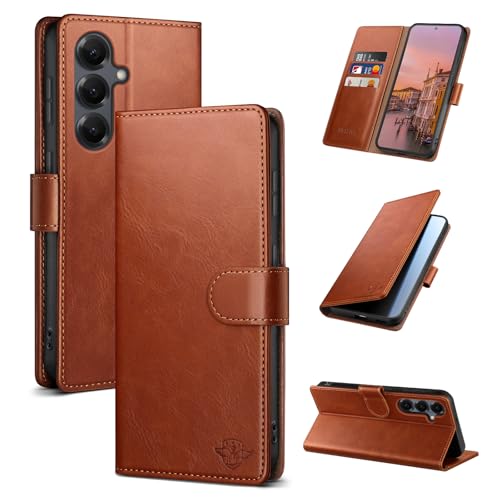 Wallet Case for Samsung Galaxy S25 Plus, Light Brown | RFID-Blocking Card Holder, Kickstand, Magnetic Closure, PU Leather Folio Flip Cover, Protective Women Men Cases - color: Light Brown, size: Samsung Galaxy S25 Plus