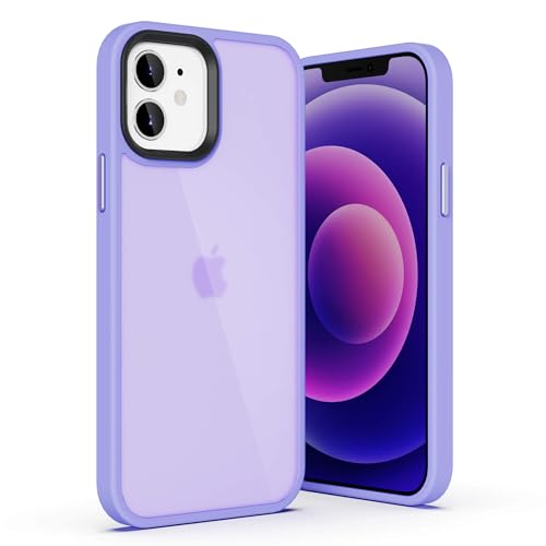 ULAK Compatible with iPhone 12 Case, iPhone 12 Pro Cover, Transparent Frosted Protective Phone Case, Soft TPU Women Girls Shockproof Protective Cover for iPhone 12 & iPhone 12 Pro 6.1 inch, Lilac | Transparent Frosted Protective Case, Soft TPU Women Girls