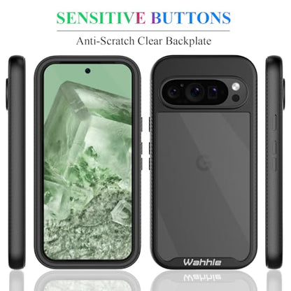 Compatible with Google Pixel 9 Pro XL Case, Built in Screen Protector Full Body Shockproof Slim Fit Bumper Protective Phone Cover Men Women-Black/Clear - size: Google 9 Pro XL Case