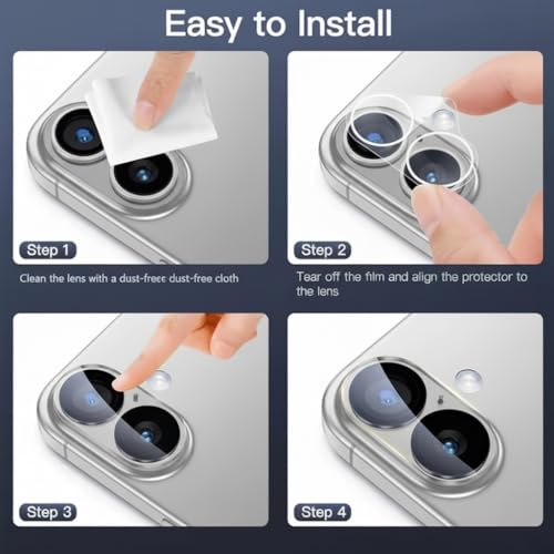 High Sensitivity Hydrogel Protective Film for iPhone 16, 2 Pack Transparent Soft TPU Screen Protectors with 2 pack Tempered Glass Camera Lens Protector,[Full Coverage] (NOT Tempered Glass)