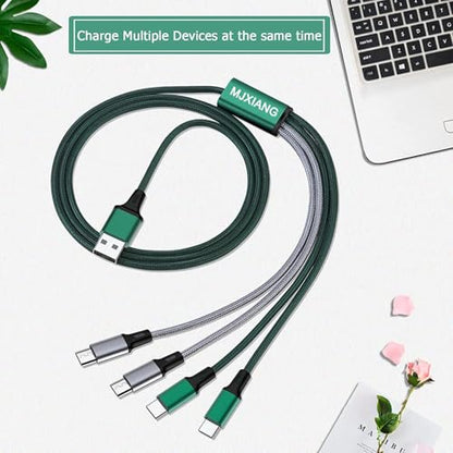 MJXIANG 2-Pack Multi Charger Cable 4 in 1, 4FT Braided Fast Charging 3A