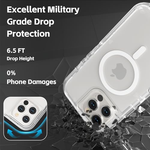 Follaroma Magnetic for iPhone 16 Pro Case,Heavy Duty Phone Cases,Clear,6.3" | Compatible with MagSafe, Heavy Duty Shock proof Protection, Military-Grade Anti-Drop, Dual Layer Transparent Protective Cover - color: Clear, size: iPhone 16 Pro 6.3''