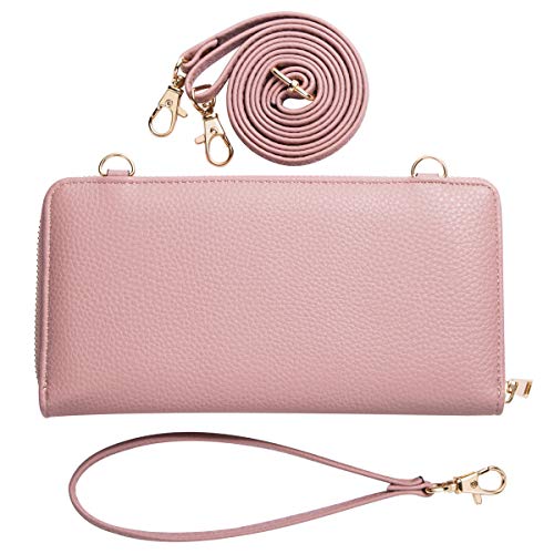 K . A Womens Wristlet Wallet Crossbody Bag Cellphone Purse Handbag RFID Card Slots 2 Strap Wrist - color: Mauve